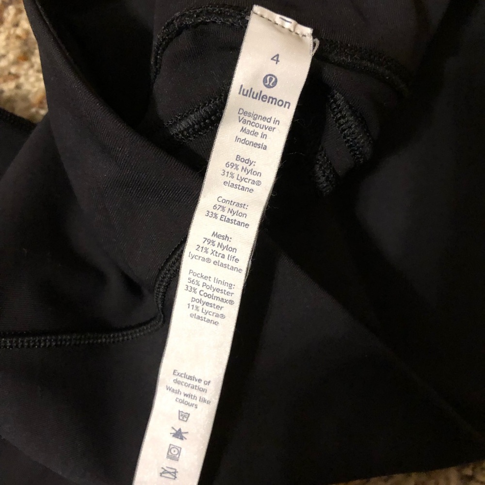 Lululemon Black Leggings, Mesh Bottom, Cropped